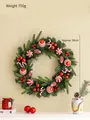 50cm Weihnachtskranz mit roten Ornamenten, Zuckerstangen und Zapfen, Gewicht 750g - Weihnachtskranz D