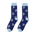 Detail of blue cotton socks with rabbit magic hat and star pattern embroidery - A1137-Royal Blue Rabbit