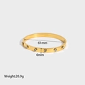 Detail showing 6mm width and 61mm inner diameter of gold-plated zircon bangle - Round Zirconia Inlaid Bangle / Gold