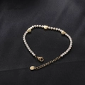 Gold plated stainless steel bracelet with zircon inlay and three heart charms - Gold Heart