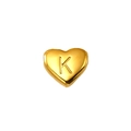 Golden heart-shaped titanium steel bead featuring engraved letter K with polished finish - Letter K Style (S-P143-K)