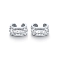 Détail de la bague d'oreille argentée avec trois rangées de zircons ronds et baguette - JQH0251-Style Zircon Baguette / Argenté