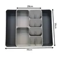 Expandable grey drawer organizer for cutlery, adjustable width from 28cm to 49cm - Grey Double-Sided Expandable Organizer