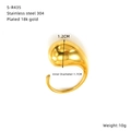 Detail view of gold geometric teardrop ring showing 18k plating and 1.7cm diameter - Smooth Water Drop Style (S-R435)