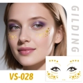 Tatuaggi viso dorati con motivi a stelle e lune, design per trucco festa modello VS-028 - VS028 (Oro Stella Luna Floreale)
