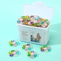 Five-in-one flower shaped laundry beads in a white container against mint green background - 7-Chamber 30 Capsules Boxed
