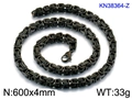 Men's black Byzantine chain bracelet in stainless steel with 600x4mm square link weaving - 18cm / 4MM Black
