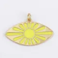 Goldener augenförmiger Anhänger mit gelber Emaille und Sonnenstrahlen-Muster - M916008-Yellow Gelber Strahlender Augenanhänger