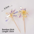 Iridescent laser fringe cupcake toppers with 10cm bamboo sticks for party decoration - Yellow Rain Silk Pick (10 Pcs)