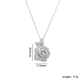 Collier fleur argenté avec cristaux clairs, dimensions 20,5x13,5 mm et poids de 5,7 g - Rose / Argent