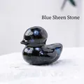 Polished labradorite duck figurine with natural blue flash mineral texture - Blue Flash Stone