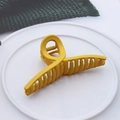 Morandi yellow matte cross hair claw clip for women on white plate backdrop - Matte Cross Yellow