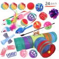 Set de 24 jouets pour chats avec tunnel arc-en-ciel et souris en peluche pour jeu interactif - Lot No. 68