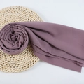 Dusty purple chiffon hijab scarf on a woven mat with soft breathable texture - 112