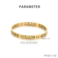 Brazalete de acero inoxidable dorado con diseño de números romanos de 6 mm - Dorado (KB190306-GC)