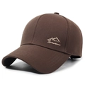 Gorra de béisbol clásica marrón oscuro con bordado de montaña Narason en lona firme - Ajustable / café