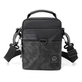 Borsa a tracolla uomo versatile in nylon nero con elegante motivo camouflage scuro - Nero