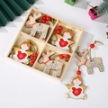 Christmas wooden angel and reindeer ornaments set for festive tree decoration - Cartoon Angel & Reindeer Set / Set of 12