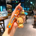 Cute Eevee character keychain with orange silicone wrist strap and metal ring - B353-2 Ibrahimovic / Large