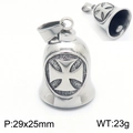 Silver stainless steel Viking cross bell pendant for men with relief engraving - Classic Cross Style (KP130947-MZOZ)