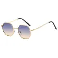 Polygonal gold metal sunglasses with blue and yellow gradient lenses, C13 variant style - Gold Frame Blue Yellow Gradient Lens