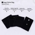 Pink velvet jewelry pouch size guide with four dimensions for luxury storage bags - Snap Velvet Jewelry Pouch / 8.5*10cm / Black
