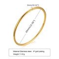Detail view of 3mm gold stainless steel bangle with dimensions and product specifications - 3*65mm / Gold