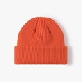 Classic orange double-layer thickened knitted beanie with ribbed ear protection - Orange