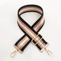 Detail of adjustable cross-body bag strap with gold metallic thread and metal hooks - Gold Buckle / Black