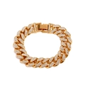 Bracciale a catena cubana dorata con strass pavé e chiusura a scatola sicura - oro kc