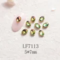 Strass d'ongles ovales verts avec bordure dorée et bijoux facettés de 5x7mm - Base Or Pierre Jaune Aurore (LF7113) / 5X7mm