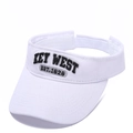 Detail of white sun visor with Key West embroidery and adjustable hook and loop strap - Adjustable / White