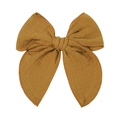 5.4-inch jacquard cotton large bow hair clip in warm mustard yellow for kids - Ochre (32)