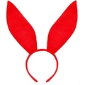 Cerchietto con orecchie di coniglio in raso rosso per cosplay, Pasqua e Halloween - Cerchietto Rosso