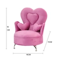 Pink heart-shaped velvet sofa jewelry box with metal legs, size 18x16x11 CM - Rose Pink Single Chair