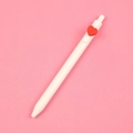 Penna gel bianca a scatto con clip a cuore rosso su sfondo rosa tenue - 0,5mm Punta a Proiettile / Fusto Bianco Cuore Rosso / Inchiostro Nero