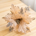 Champagne gold 25cm sequined velvet poinsettia flower for Christmas tree decor - Champagne Gold