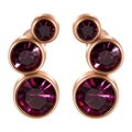Roségouden roestvrijstalen oorknopjes met drie gegradueerde magenta kristallen - 16G-6mm-Linkeroor / Roségouden Basis - Fuchsia Zirkoon