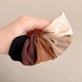 Elastic hair ties in neutral brown tones shown in a stack for styling high ponytails - Set of 5 / 2# Coffee Series Textured Style