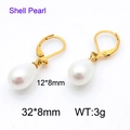 Pendientes de perlas de concha en forma de gota con chapado de oro 18K para mujer - Forma de Gota (KE115130-Z) / 8mm / Dorado