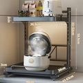 Black extendable double-layer metal kitchen rack with adjustable height for microwave oven - Pull-out 40cm Upgraded Thickened (Adjustable Height) / Gunmetal