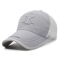 Casquette de baseball grise claire avec maille et broderie Y 3D pour hommes - Réglable / Gris
