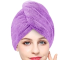 Absorbent purple microfiber hair drying towel cap with soft texture for women - Solid Color / 25*65cm / Purple
