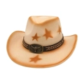Western gradient cowboy hat with star patterns and vintage bull head buckle detail - One Size / Beige (Rice Rope Bull Head)