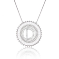 Silver round pendant necklace with letter D and sparkling cubic zirconia stones - Silver/Letter D
