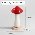Vertical cat scratching post with red mushroom sisal top and pine wood base, 58cm tall - Height 58cm/Base 32cm / Red Plush With Solid Wood Base