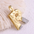 Golden micro-paved zircon letter R pendant featuring a creative two-tone textured design - Pendant Only / Letter: R