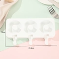 White 3-cavity silicone popsicle mold with 21.5x12cm dimensions for DIY ice cream - XG-19 (3 Cavities Round)