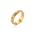 Irregular vintage gold plated stainless steel ring with cubic zirconia stars - Circular Flower Ring with White Zircon - Size 7