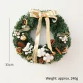35cm Christmas wreath with pine cones, dried orange slices, and Merry Christmas bow - 35cm Gold Bow
